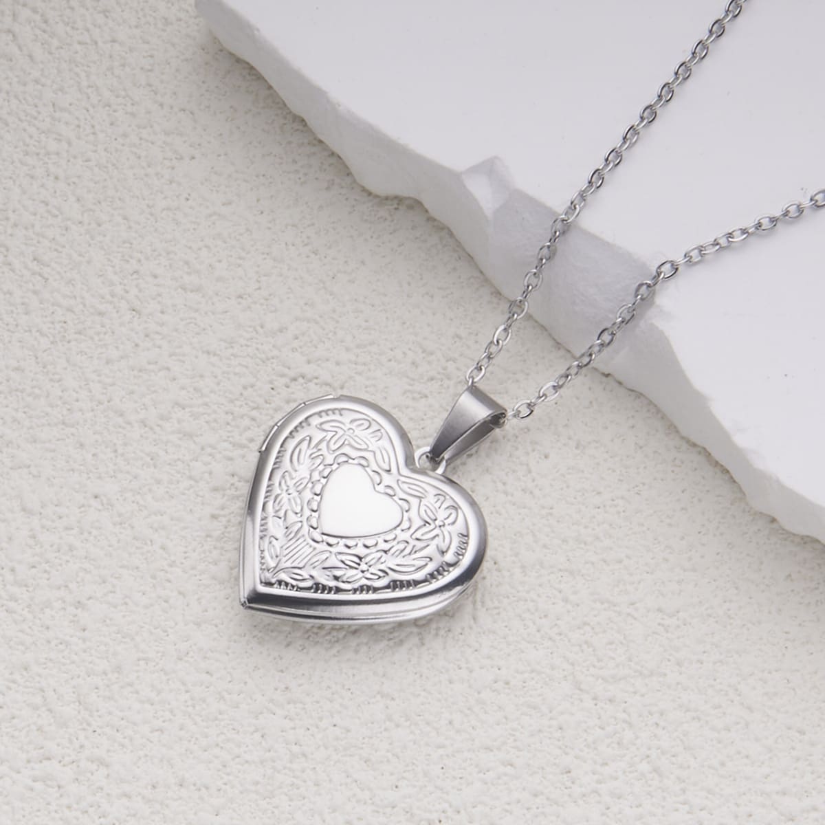 Mindfulness Necklace - Stainless Steel Heart Locket for Meditation & Custom Spiritual Gifts