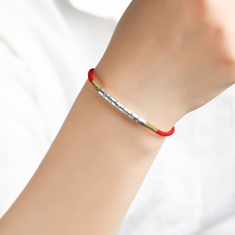 Tibetan Red String Bracelet - Buddhist Lucky Charm