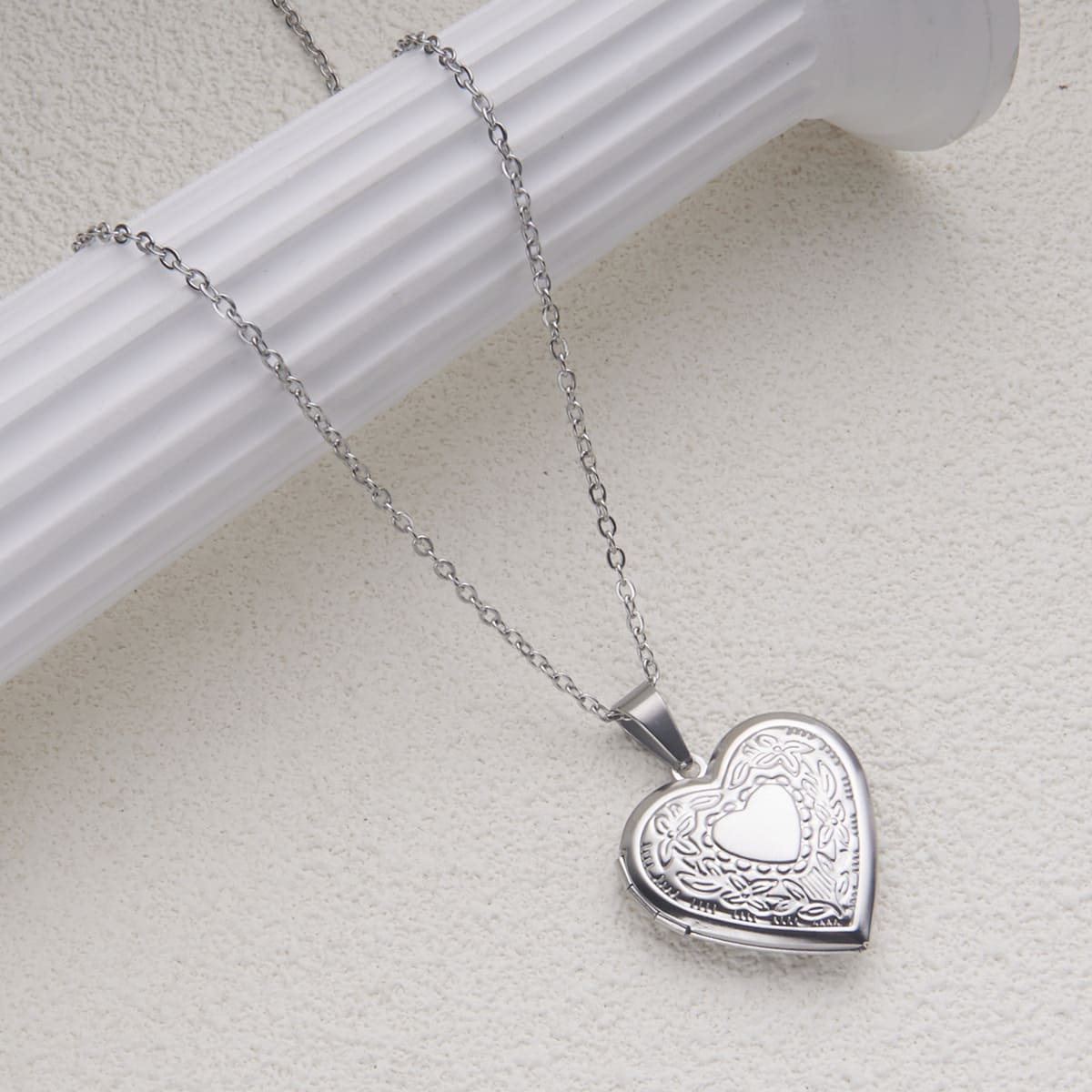 Mindfulness Necklace - Stainless Steel Heart Locket for Meditation & Custom Spiritual Gifts