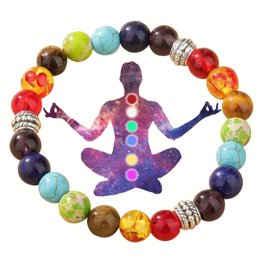 7 Chakra Energy Healing Bracelet - Natural Stone Balance for Meditation & Yoga Practice