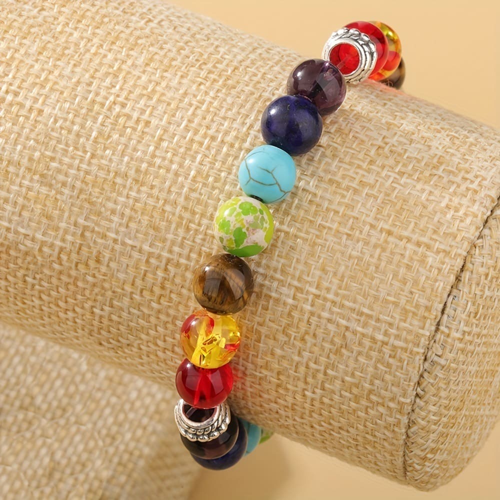 7 Chakra Energy Healing Bracelet - Natural Stone Balance for Meditation & Yoga Practice