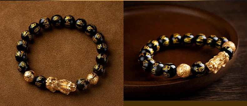 Feng Shui Bracelet - Pixiu Black Obsidian Bracelet for Wealth