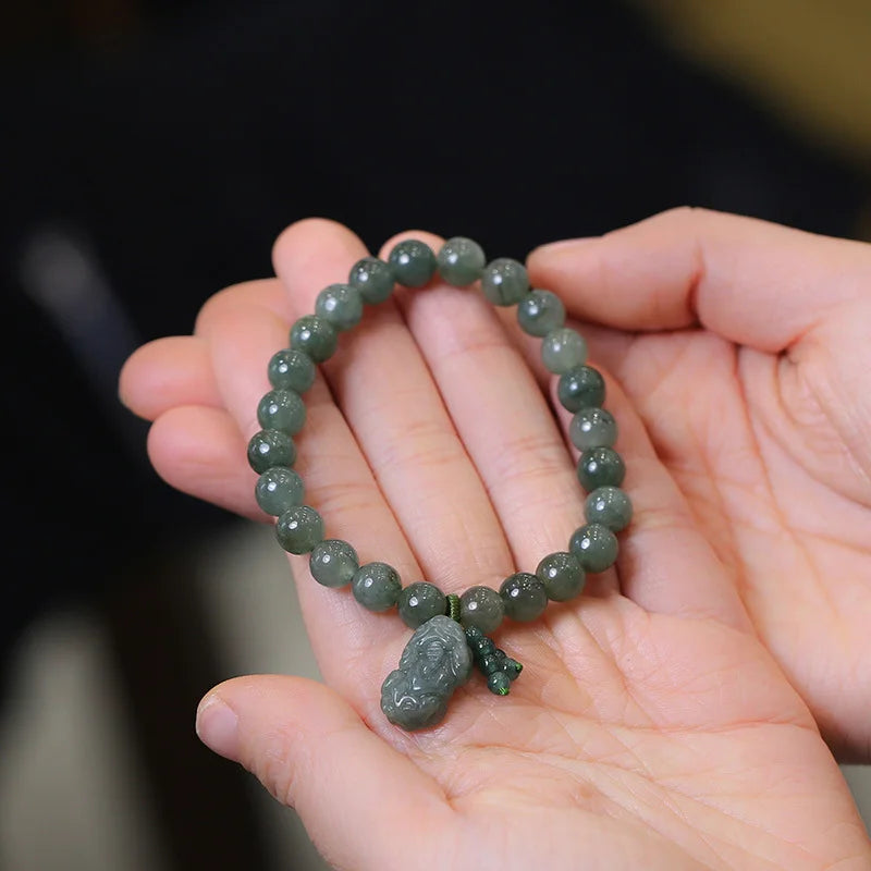 Green Jade Pixiu Bracelet – Feng Shui Wealth & Protection Charm