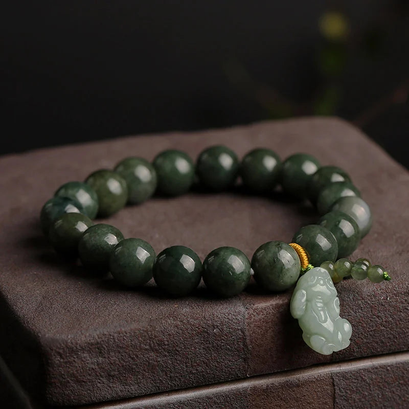 Green Jade Pixiu Bracelet – Feng Shui Wealth & Protection Charm