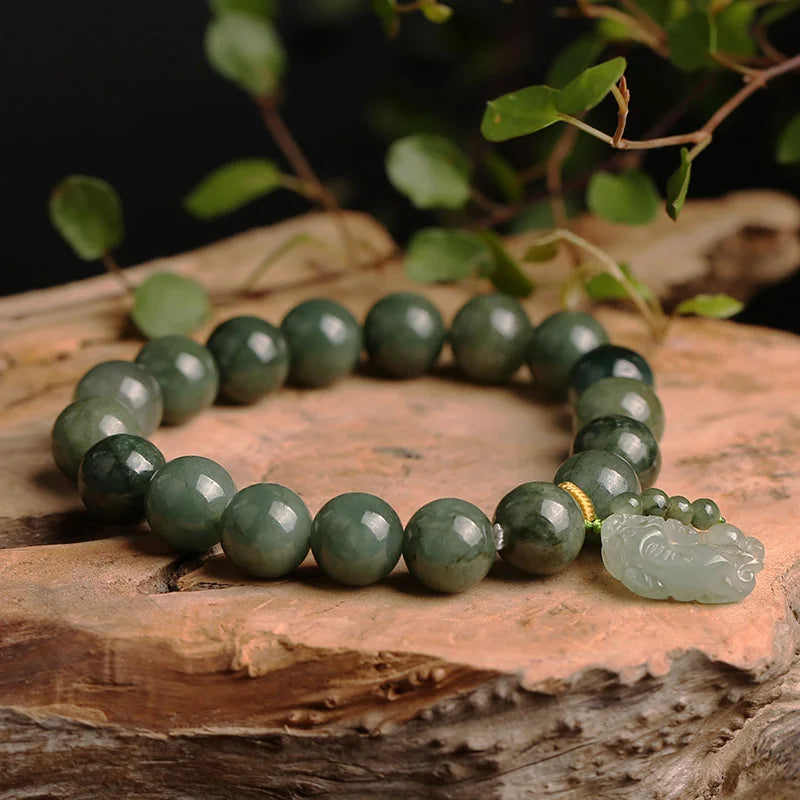 Green Jade Pixiu Bracelet – Feng Shui Wealth & Protection Charm