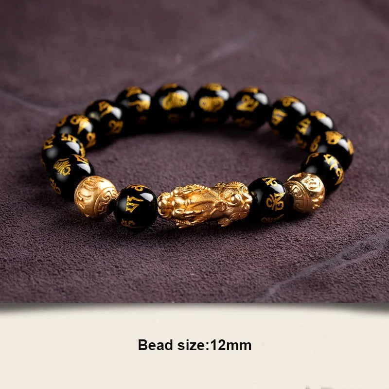 Feng Shui Bracelet - Pixiu Black Obsidian Bracelet for Wealth